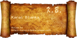 Karai Blanka névjegykártya